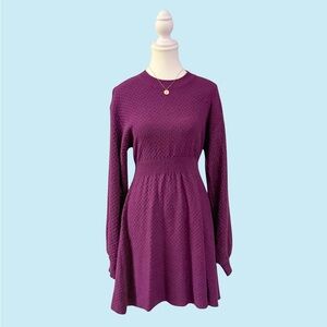 Purple Long-sleeve Sweater Dress